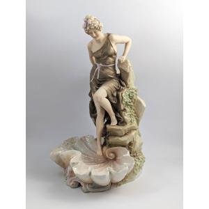 A Royal Dux Big Porcelain Figurine “female Bather”,  19th Century.