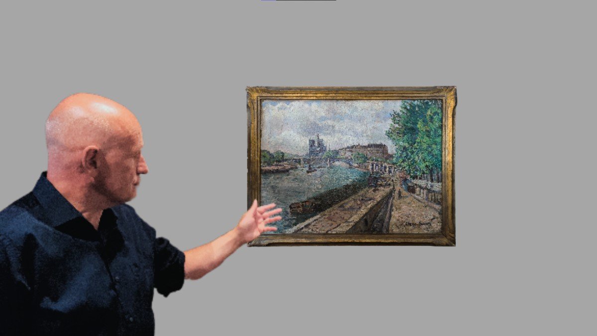 Huile Sur Toile  "la Seine, Quai De La Rapée”  53,4 X 73,5 Cm-photo-8