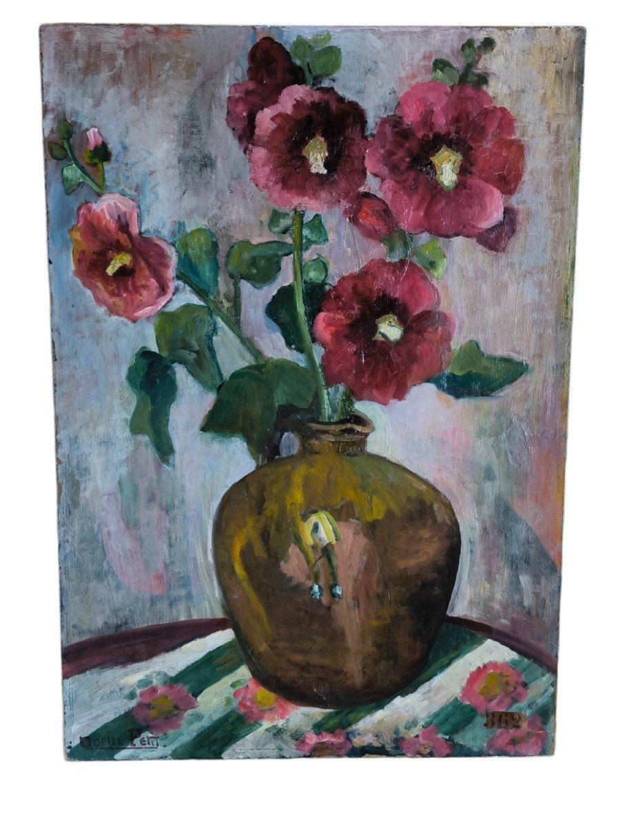 Oil On Canvas "bouquet Of Flowers" 61 X 43 Cm