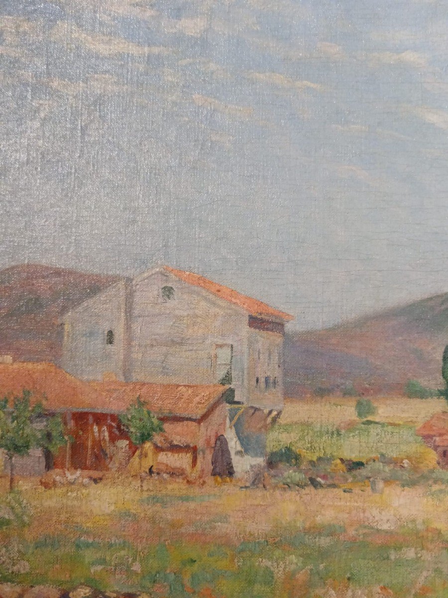 Oil On Canvas "the Return To The Farm Near Constantinople" 50 X 73 Cm-photo-1