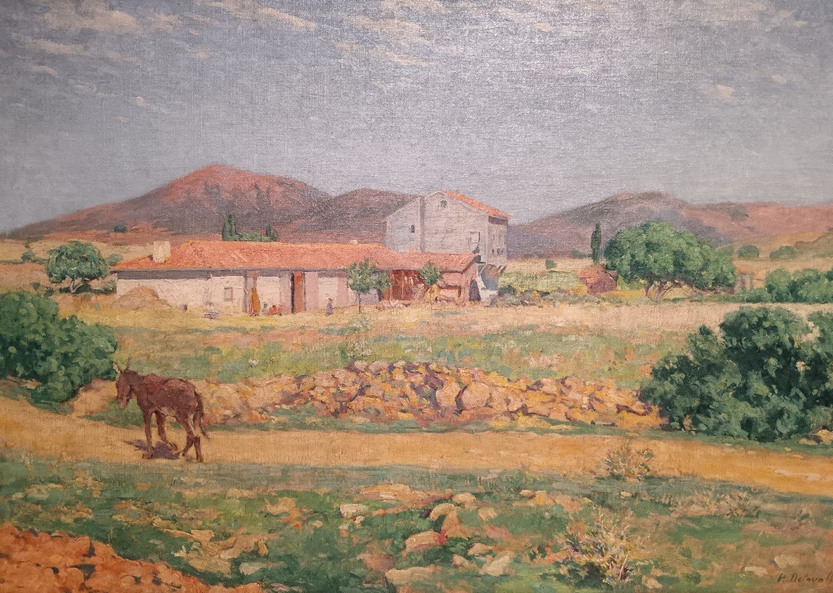 Oil On Canvas "the Return To The Farm Near Constantinople" 50 X 73 Cm-photo-3