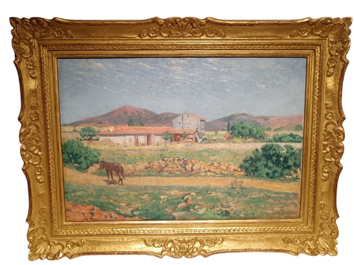 Oil On Canvas "the Return To The Farm Near Constantinople" 50 X 73 Cm