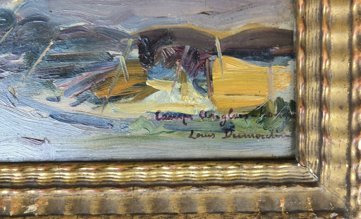 Louis Dumoulin. Huile Sur Panneau "dans Le Camp Des Anglais" 33 X 24 Cm-photo-4