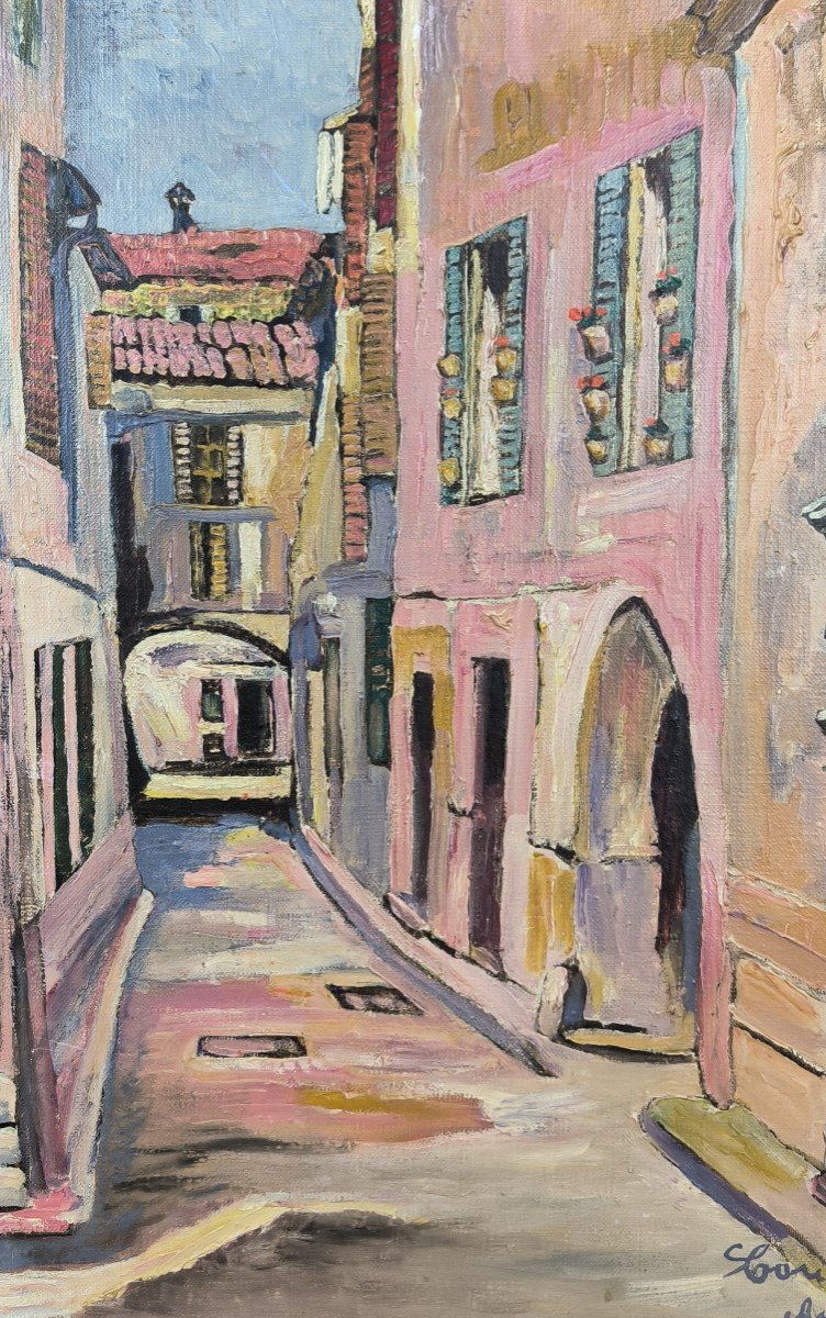 Eugène Touchkanoff. Huile Sur Toile "rue d'Antibes" 46 X 38 Cm-photo-2