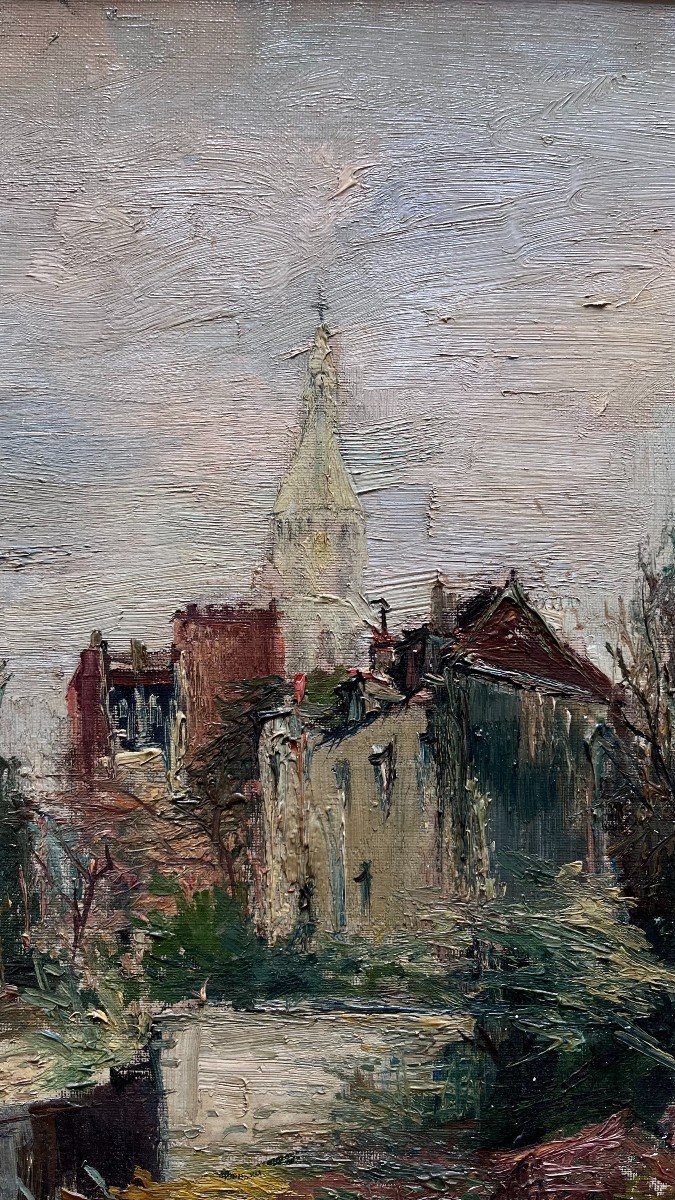 George Catty. Oil On Canvas "the Gardens Of Montmartre" 55 X 46 Cm-photo-2