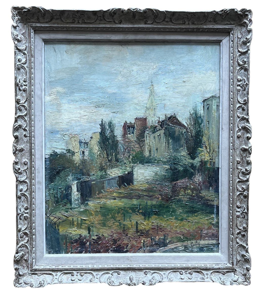 George Catty. Oil On Canvas "the Gardens Of Montmartre" 55 X 46 Cm