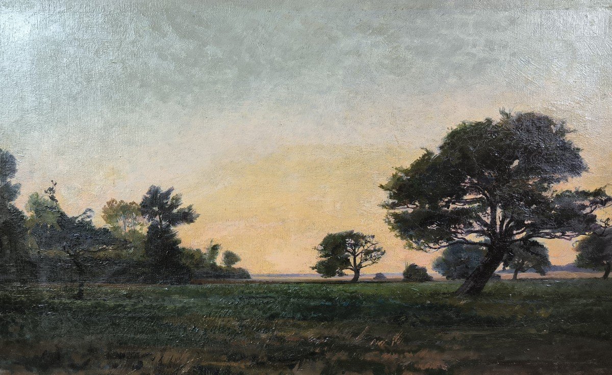 Daubigny. Huile Sur Toile "paysage" 61,4 Cm X 38 Cm-photo-3