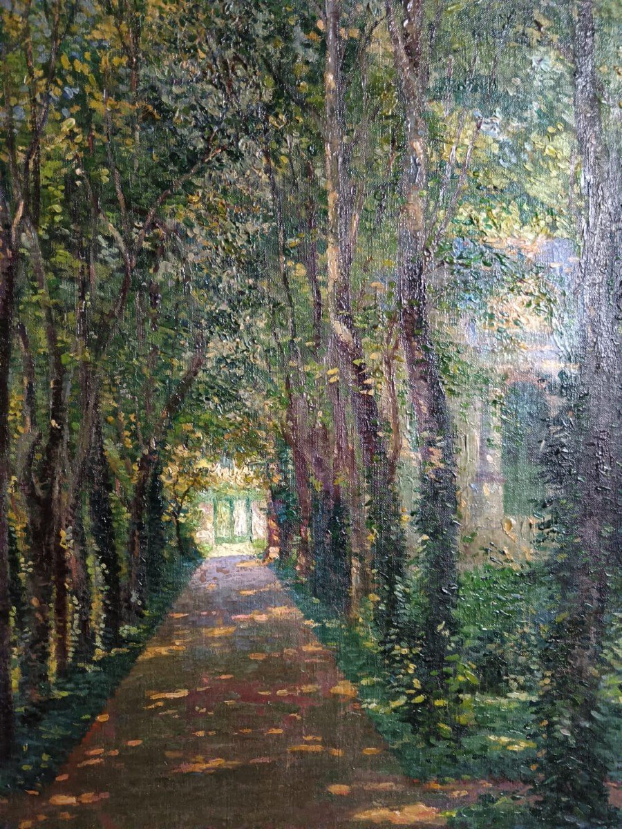 Jacques Palyart. Huile Sur Toile Marouflée "l'allée  Vers La Propriété" 63 X 48 Cm-photo-1