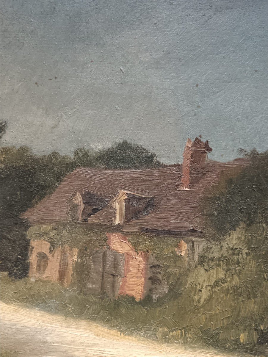 Charles- Edouard Frère. Huile Sur Panneau "le Hameau Jour De Soleil" 31,5 X 23 Cm-photo-1