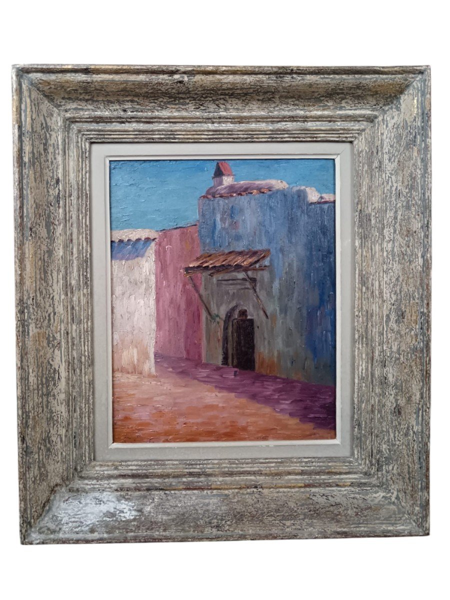 Ecole Orientaliste. Huile Sur Toile "un Coin d'Ombre Dans La Médina"  41 X 33,2