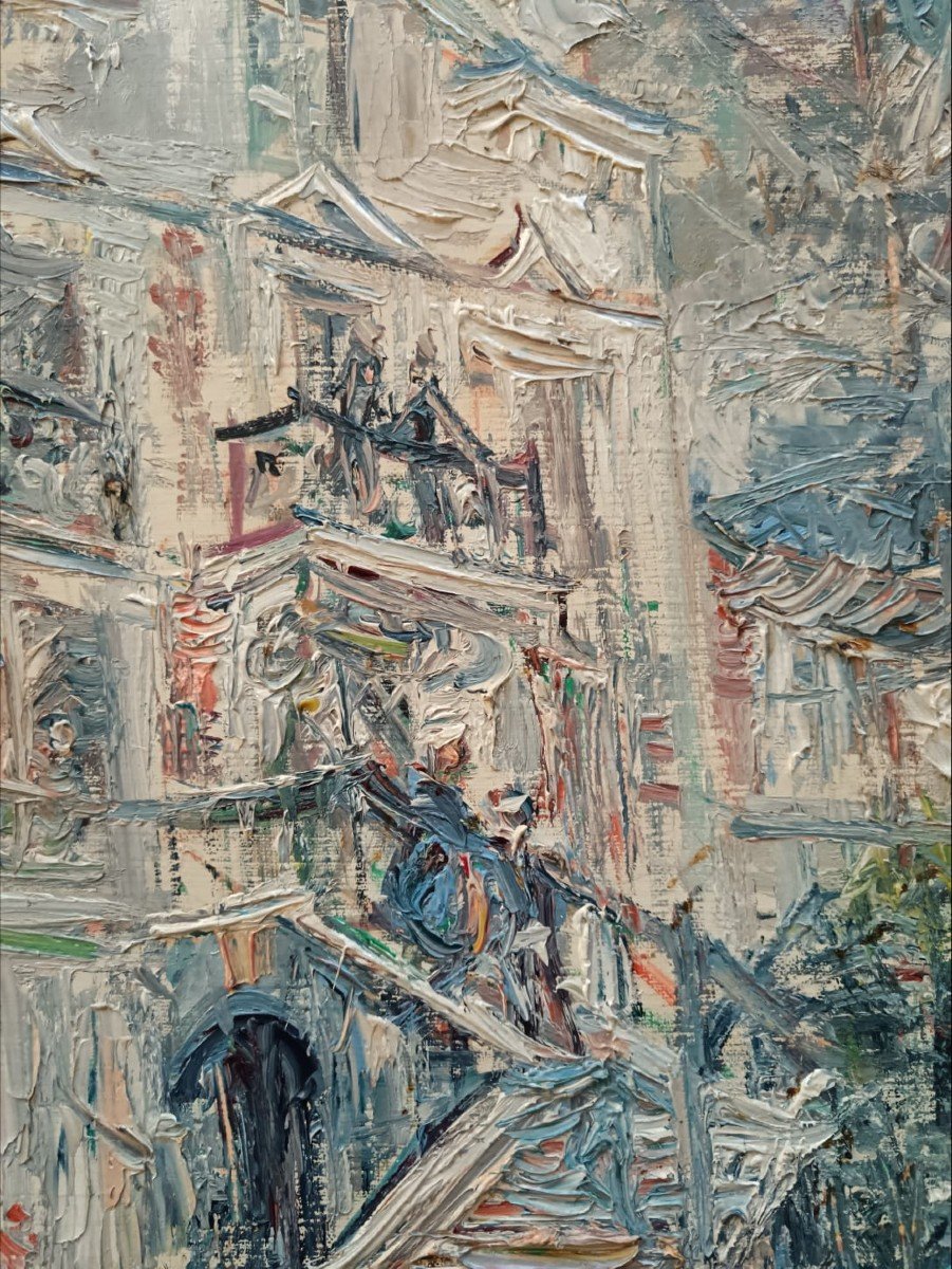 Armand Dalian. Oil On Canvas "beautiful Residence" 65 X 50 Cm-photo-3