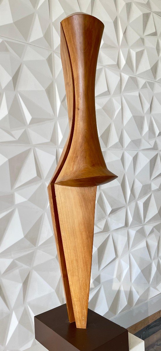 Pellan. Walnut Sculpture "silhouette". 104 Cm (112.5 With The Base)-photo-2