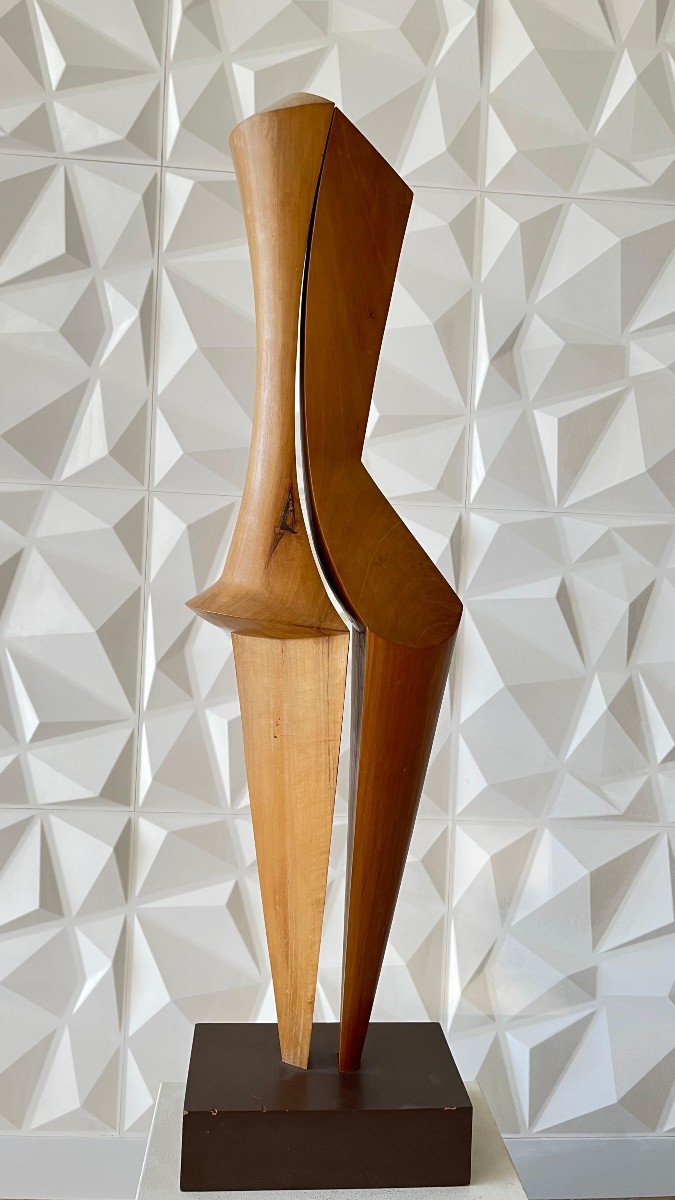 Pellan. Walnut Sculpture "silhouette". 104 Cm (112.5 With The Base)-photo-3