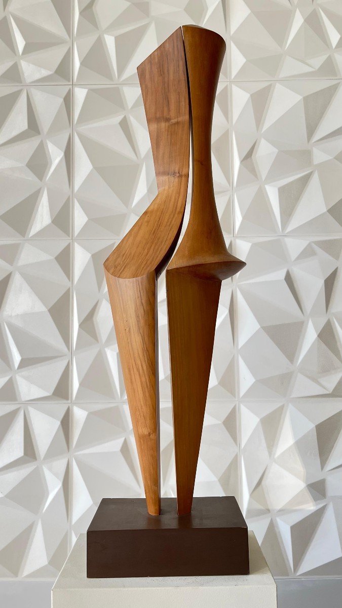 Pellan. Walnut Sculpture "silhouette". 104 Cm (112.5 With The Base)