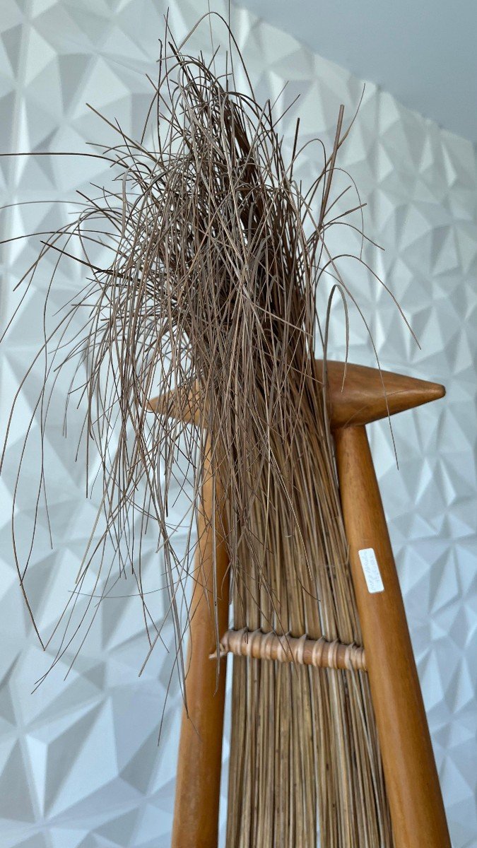 American School. White Ash And Reed Straw Sculpture "bird Chair". Height 129 Cm-photo-5