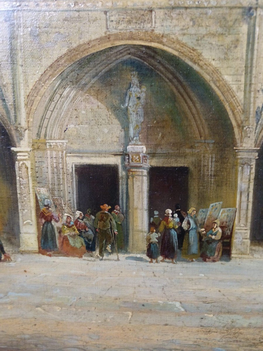 Paul Denarié. Huile Sur Toile "la Basilique Notre-dame De Liesse" 81 X 55 Cm-photo-8