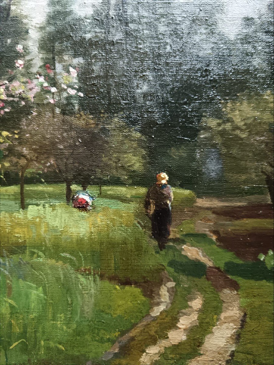 Pierre-emmanuel Damoye. Huile Sur Toile "maraîchage De Printemps" 61 X 35,4 Cm-photo-1