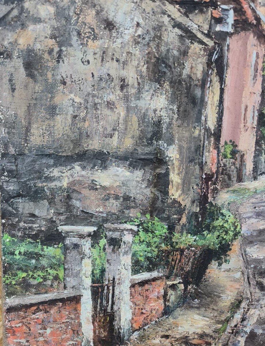 Montmartre. Oil On Canvas "rue De Montmartre" 55 X 46 Cm-photo-1