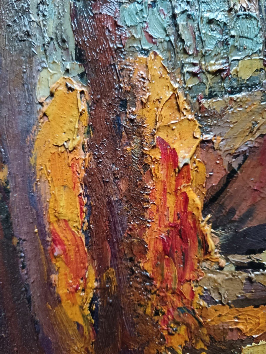 Jean Vervisch. Oil On Cardboard "the Cabin In The Woods" 40 X 29.8 Cm-photo-1