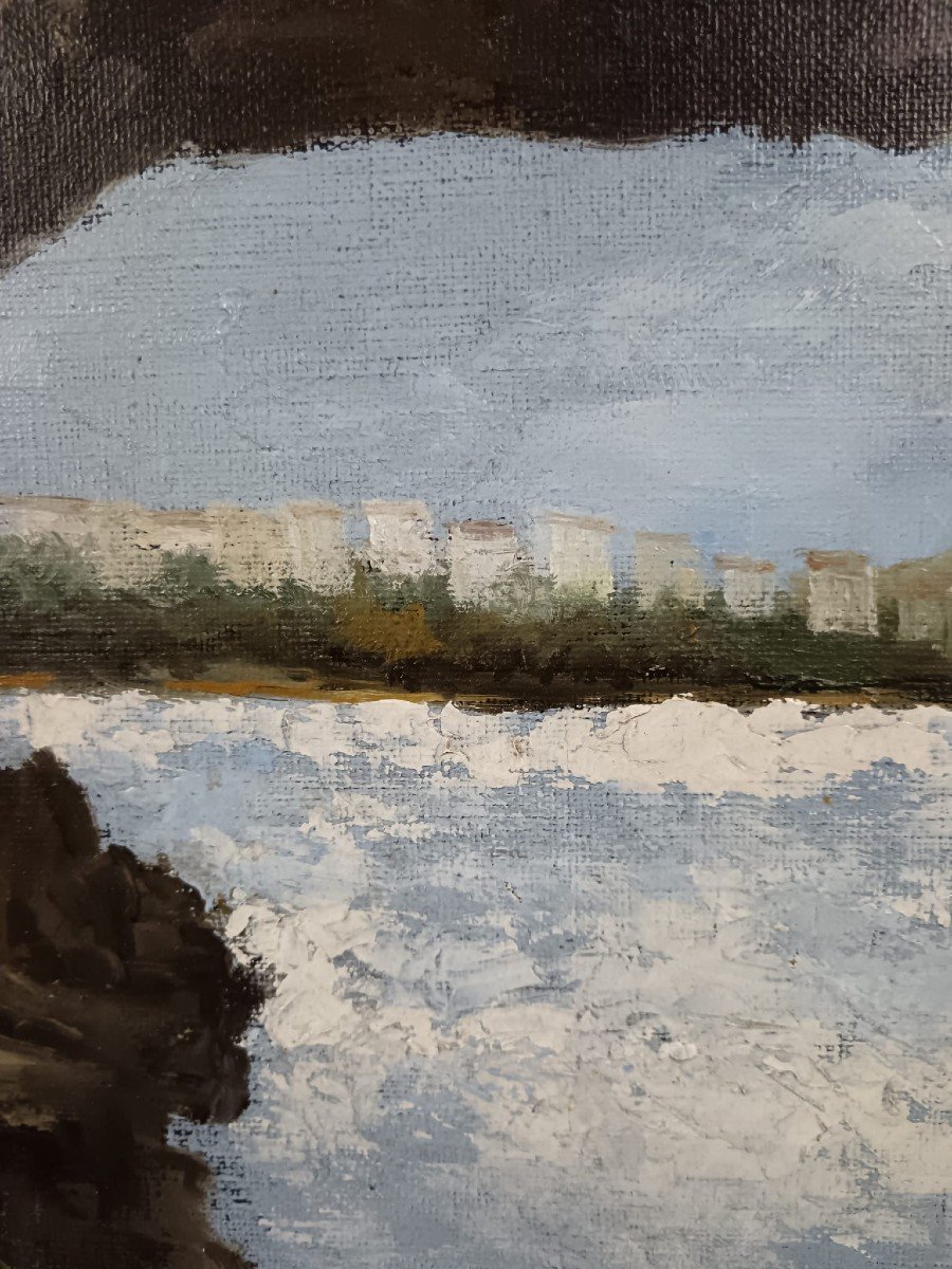 Biarritz. Oil On Canvas "biarritz" 46 X 33 Cm-photo-6