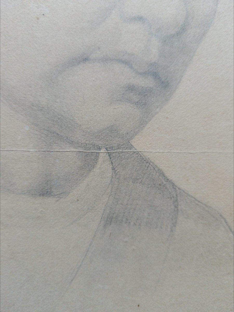 Paul Delaroche. Dessin Au Fusain Sur Papier "portrait d'Auguste Charpentier" 21 X 15cm à vue   -photo-2