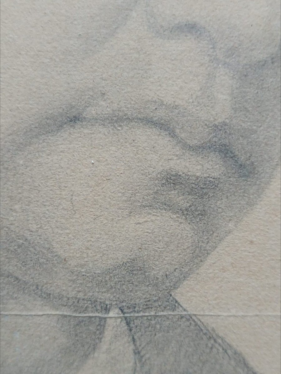 Paul Delaroche. Dessin Au Fusain Sur Papier "portrait d'Auguste Charpentier" 21 X 15cm à vue   -photo-6