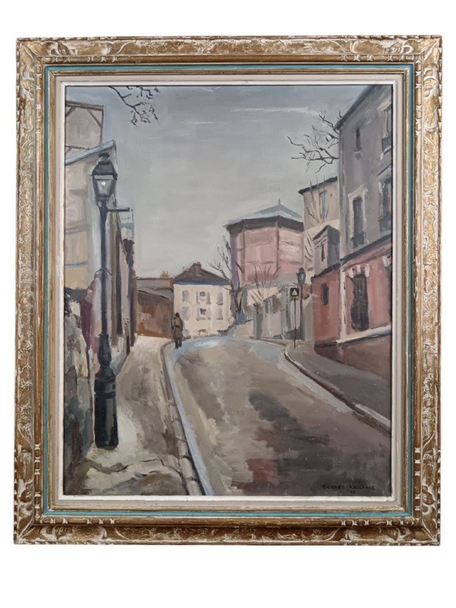 Montmartre. Huile Sur Toile  "la Butte-montmartre Sans Voiture" 81 X 65 Cm