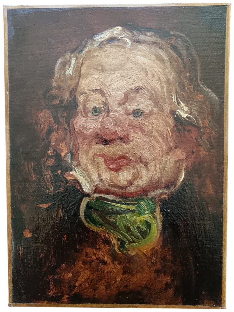 Portrait d'Honoré Daumier. Huile Sur Toile "portrait Présumé d'Honoré Daumier" 31,5 X 22,5 Cm