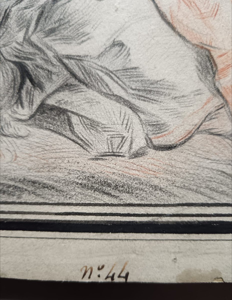 Jean-baptiste Huet After. Pencil Drawing On Paper "innocent Pleasure" 18.8 X 25.3 Cm-photo-3