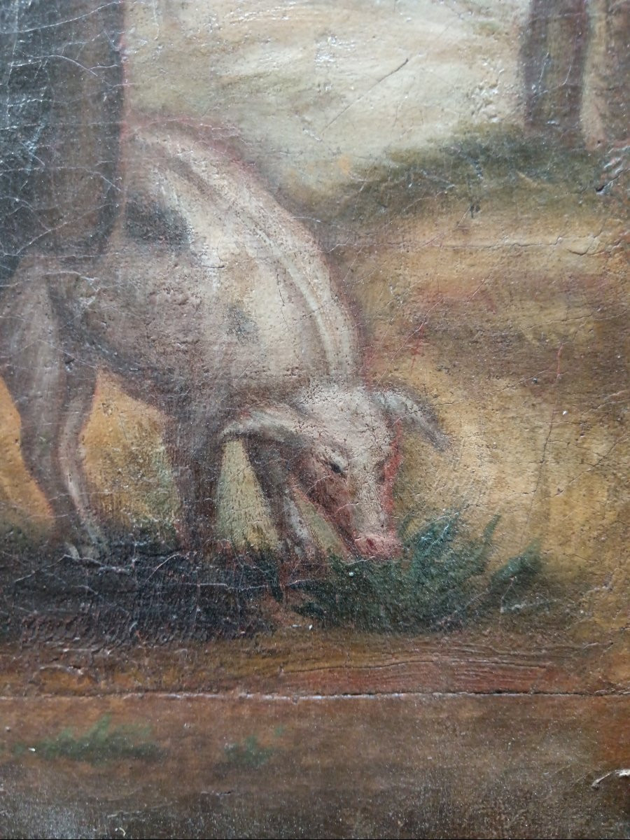18th Century Dutch School "saint Anthony And His Pig"-photo-5