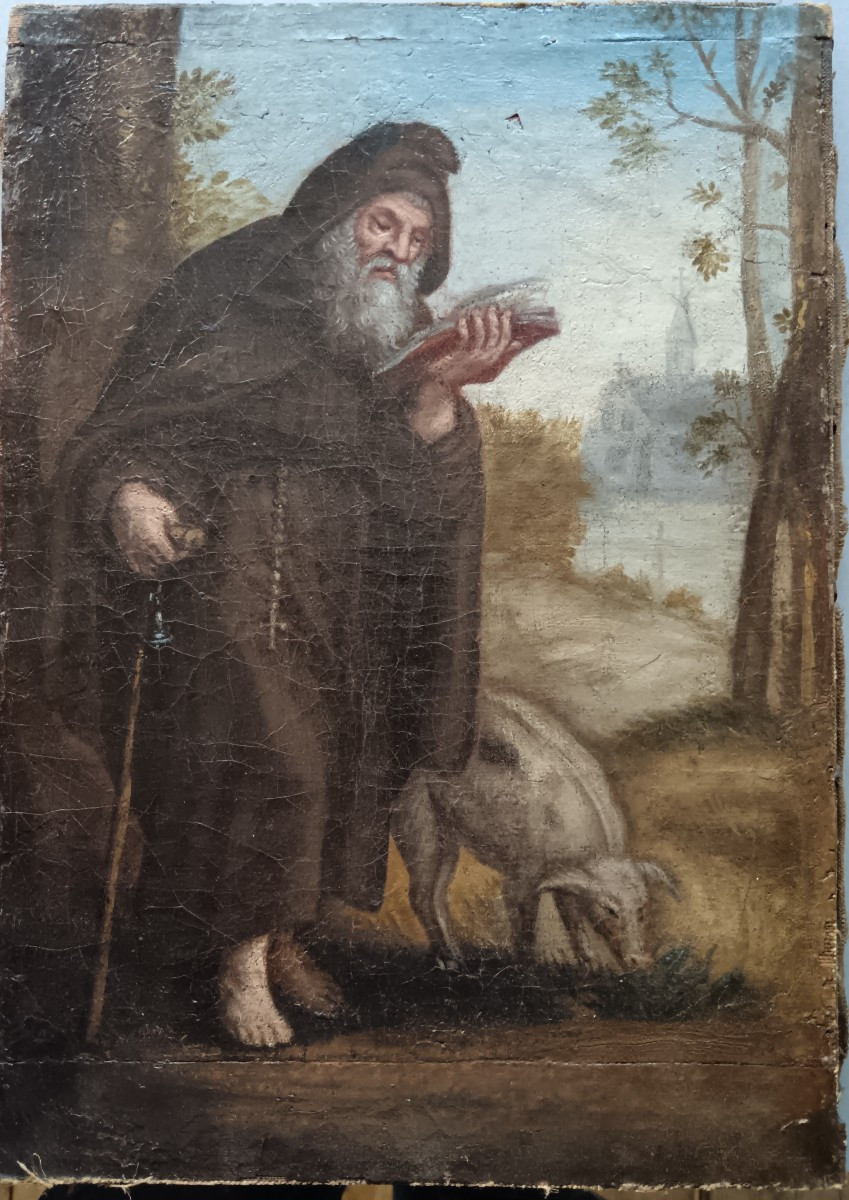 18th Century Dutch School "saint Anthony And His Pig"