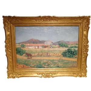 Oil On Canvas "the Return To The Farm Near Constantinople" 50 X 73 Cm