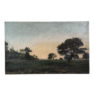 Daubigny. Oil On Canvas "landscape" 61.4 Cm X 38 Cm