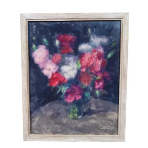 Frans De Geetere. Aquarelle Sur Papier "le Beau Bouquet" 39,8 X 31,7 Cm