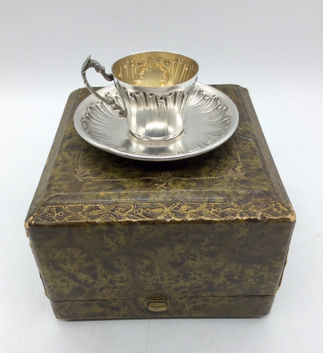 Tasse et Sous Tasse égoïste en Argent,Époque Napoléon III.-photo-2