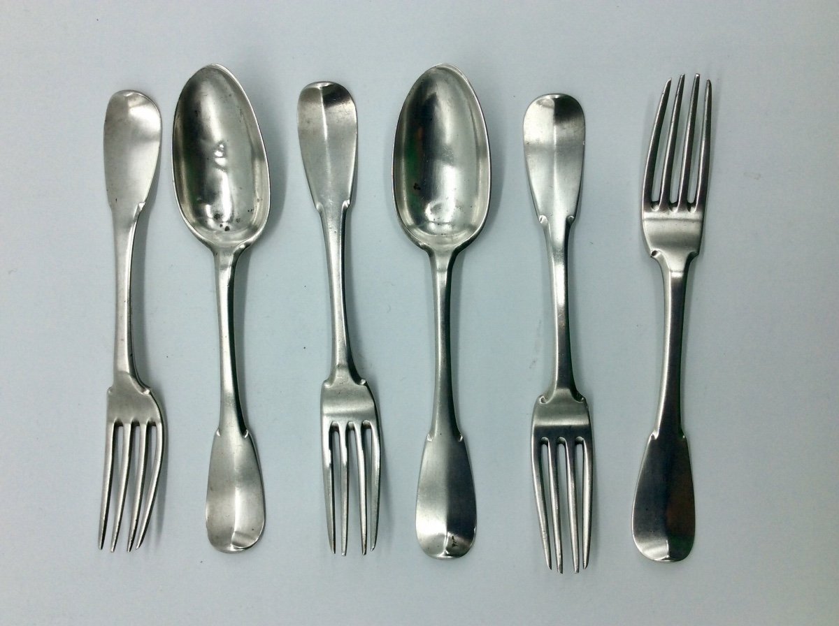 Set Of Silver Cutlery, 18th Century, Metz.-photo-2