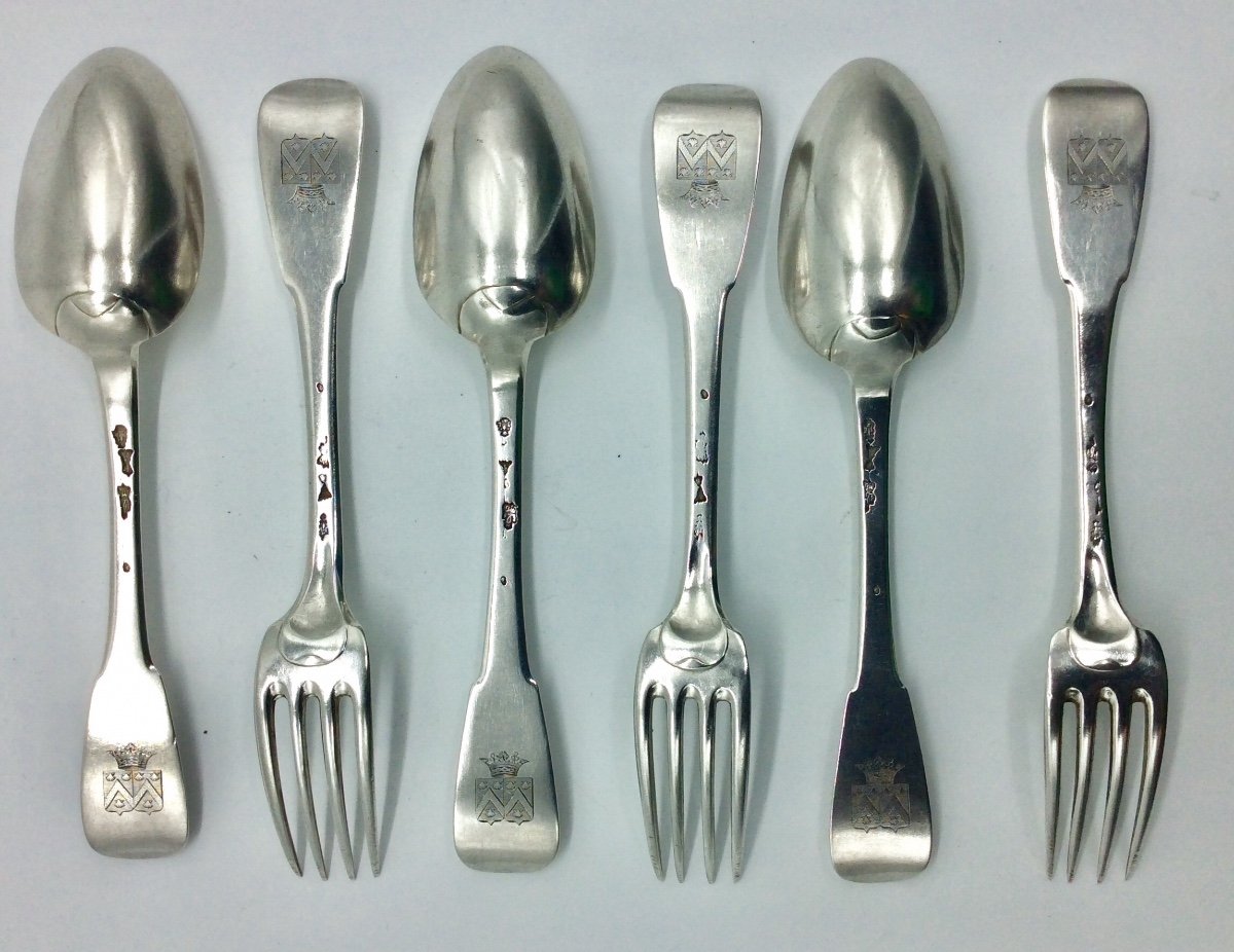 3 Silver Cutlery, Paris 1787.