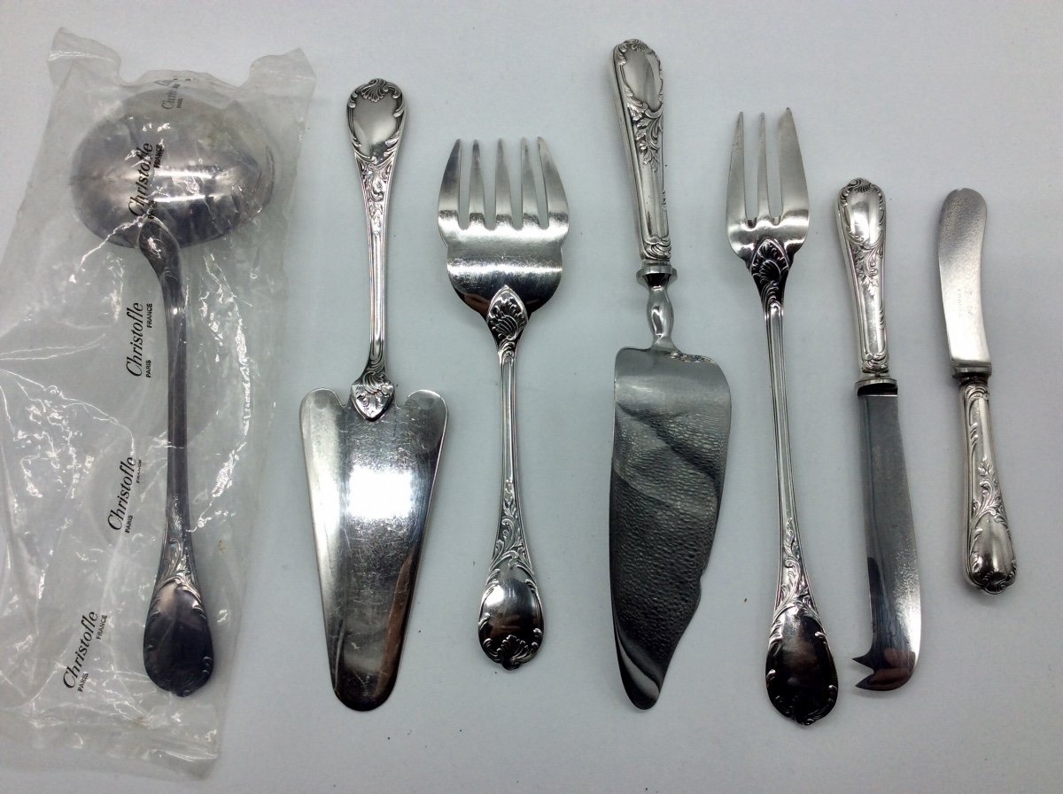 Marly Silver-plated Metal Cutlery Set From La Maison Christofle, 139 Pieces.-photo-2