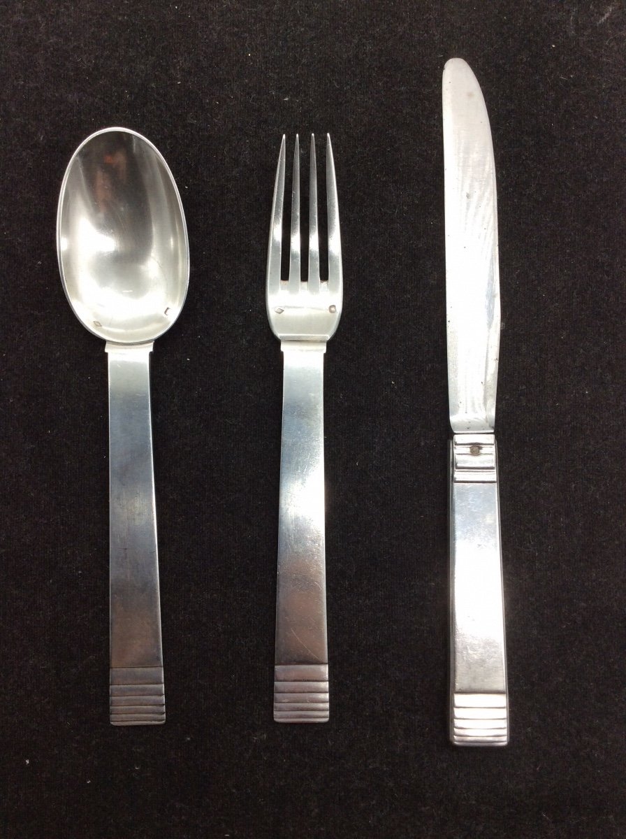 Art Deco Silver Cutlery And Knife.-photo-2