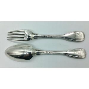 Silver Fork And Spoon, Bordeaux, 1783/1786.