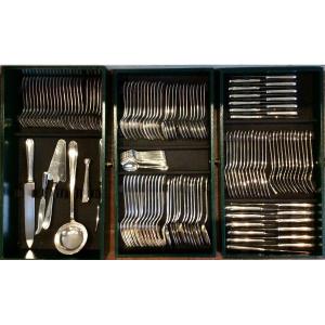 138-piece Cutlery Set, Christofle, Marot Model (small Shell), Silver Metal.