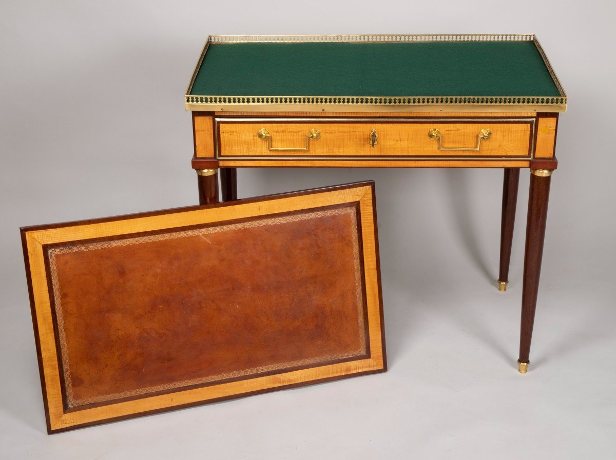 Petit Bureau Louis XVI En Citronnier Et Amarante-photo-4