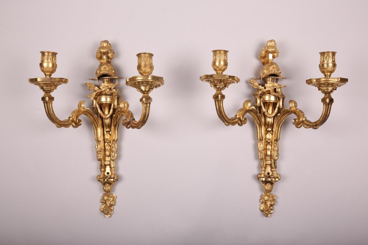 Pair Of Gilt Bronze Sconces, Transition Period