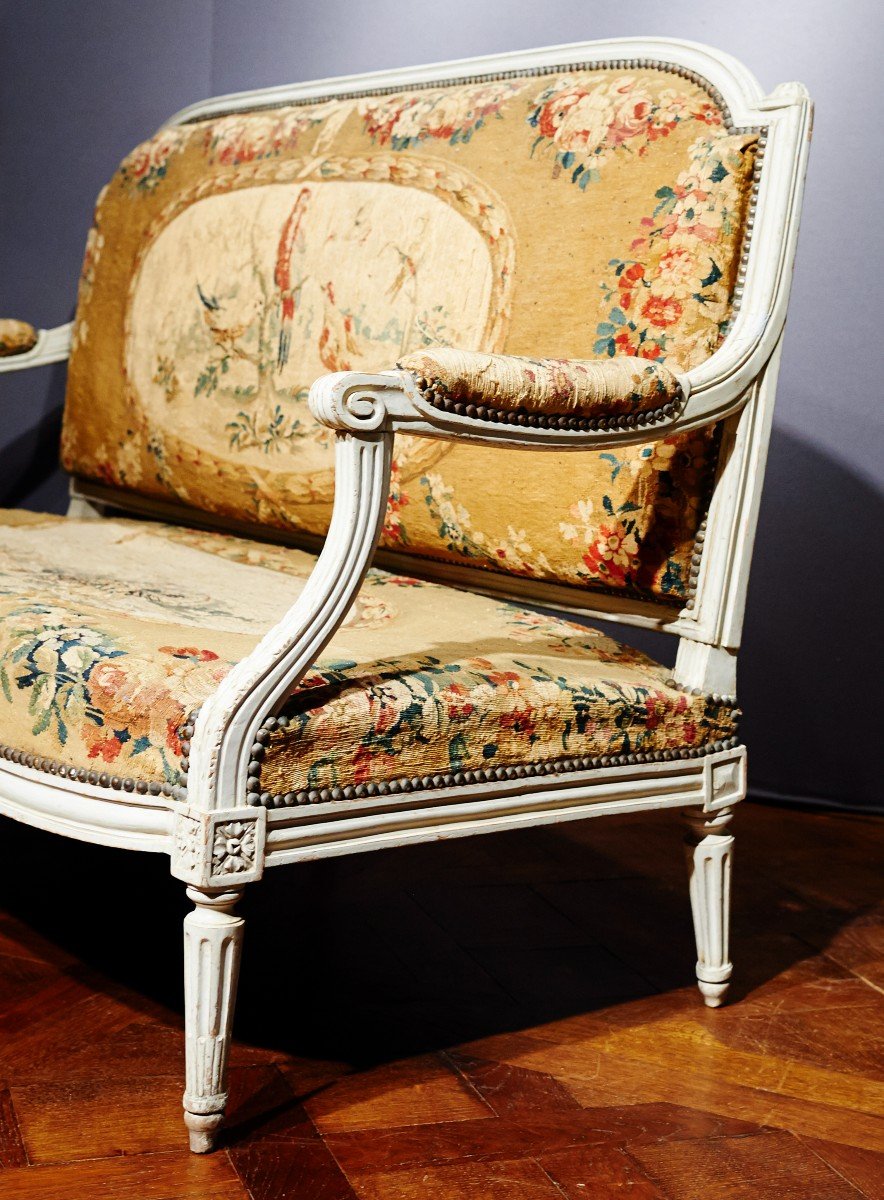 Louis XVI Period Sofa In Aubusson Tapestry-photo-2