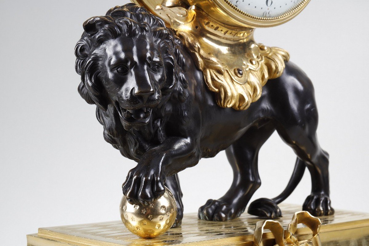 Large Lion Clock Attributed To Jean-joseph De Saint-germain-photo-5