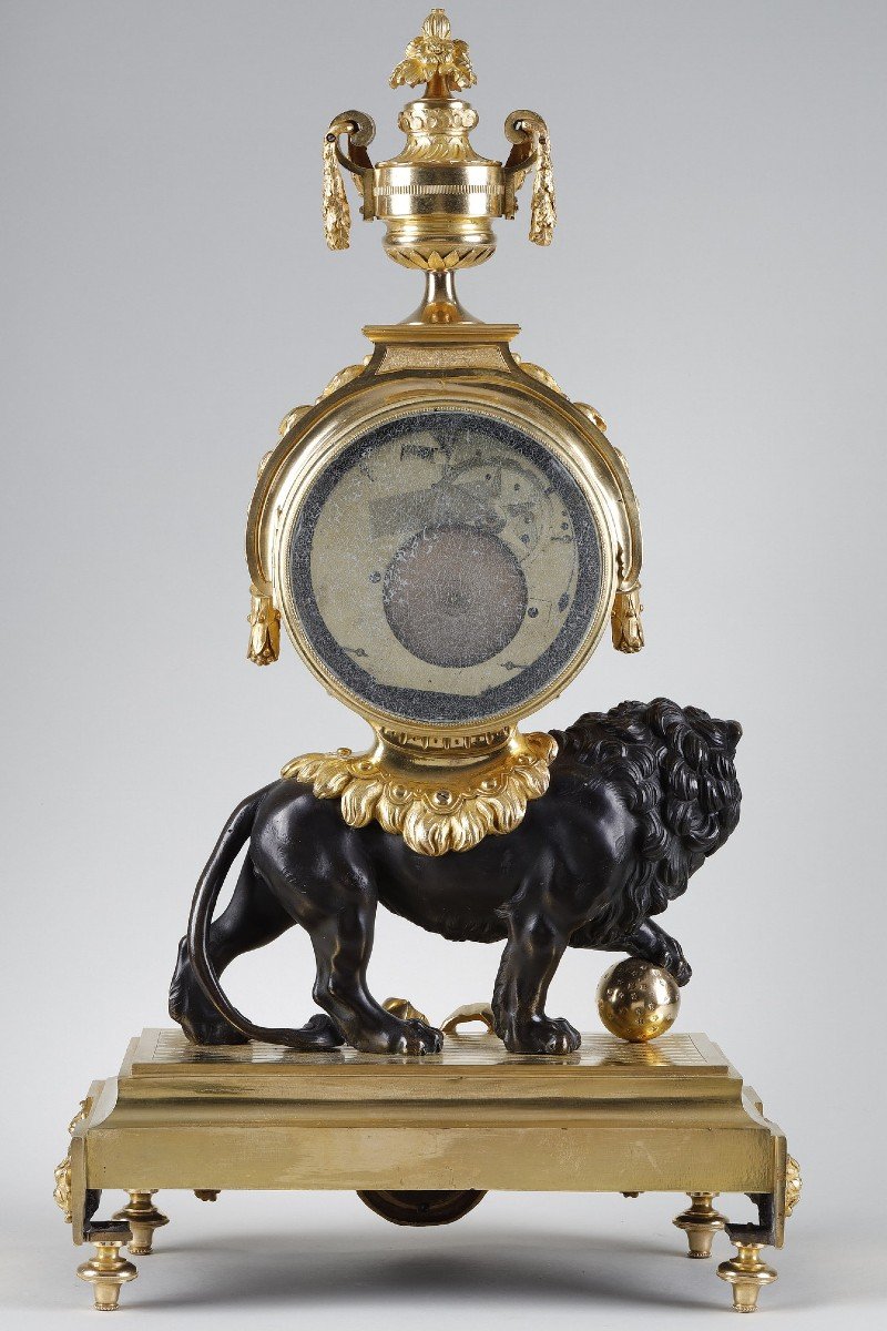 Large Lion Clock Attributed To Jean-joseph De Saint-germain-photo-7