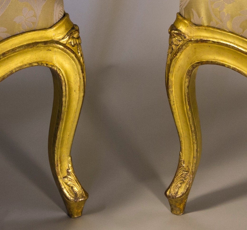 Pair Of Louis XV Period Armchairs In Golden Wood-photo-7