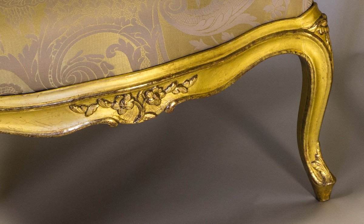 Pair Of Louis XV Period Armchairs In Golden Wood-photo-8