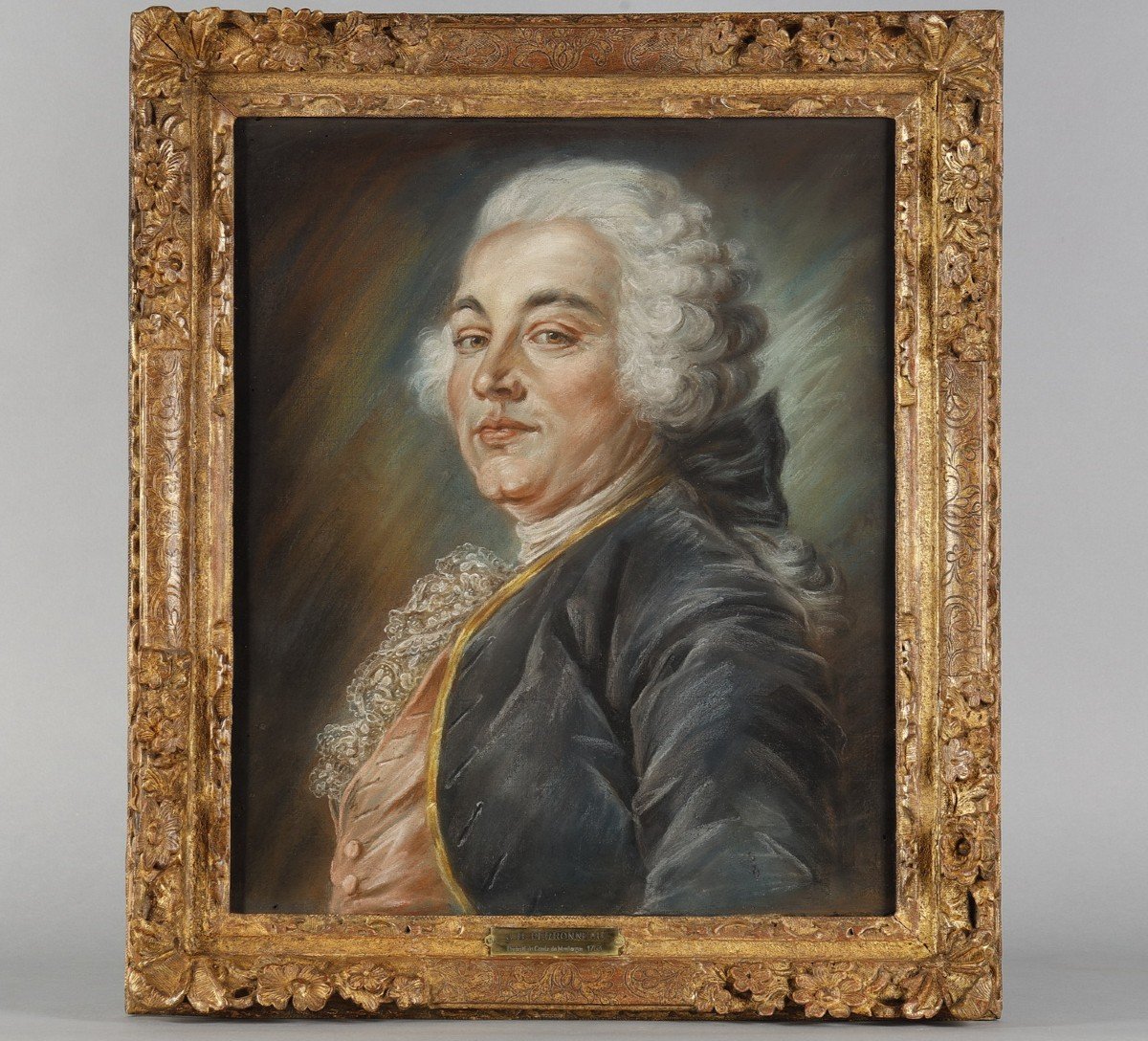 Portrait d'Un Comte Signé Et Daté Perroneau Pxt 1753