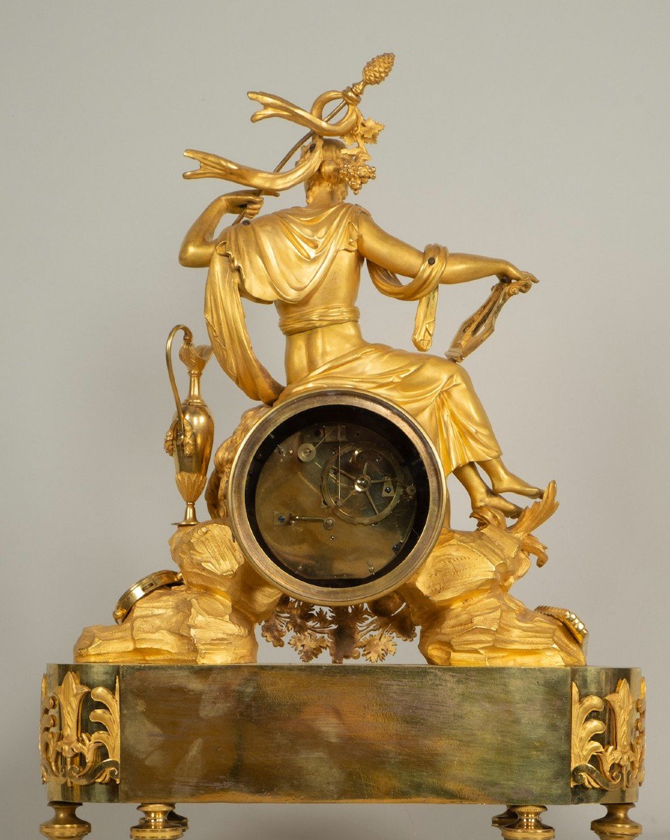 Gilt Bronze Pendulum Representing Bacchus Holding The Thyrsus-photo-2